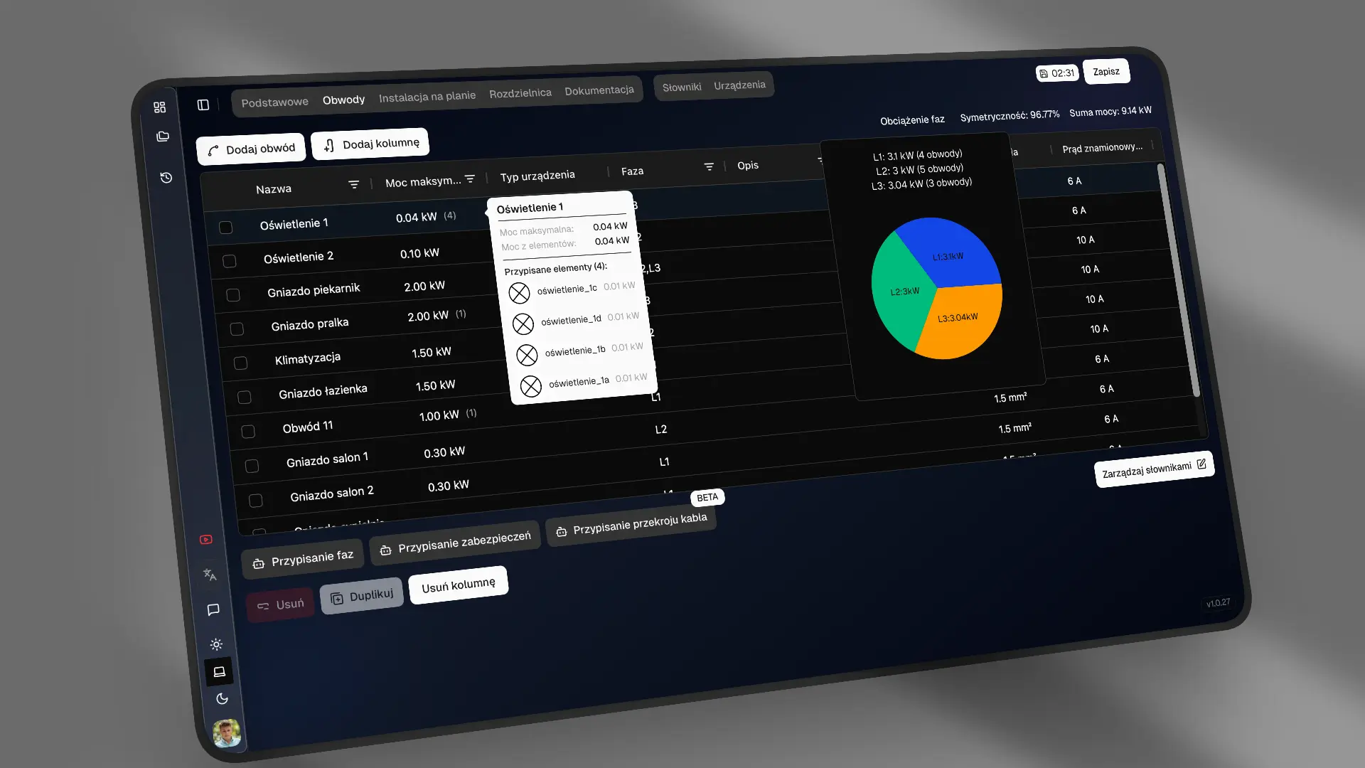 Program do projektowania instalacji elektrycznych - dodawanie obwodów kuchennych i pokojowych