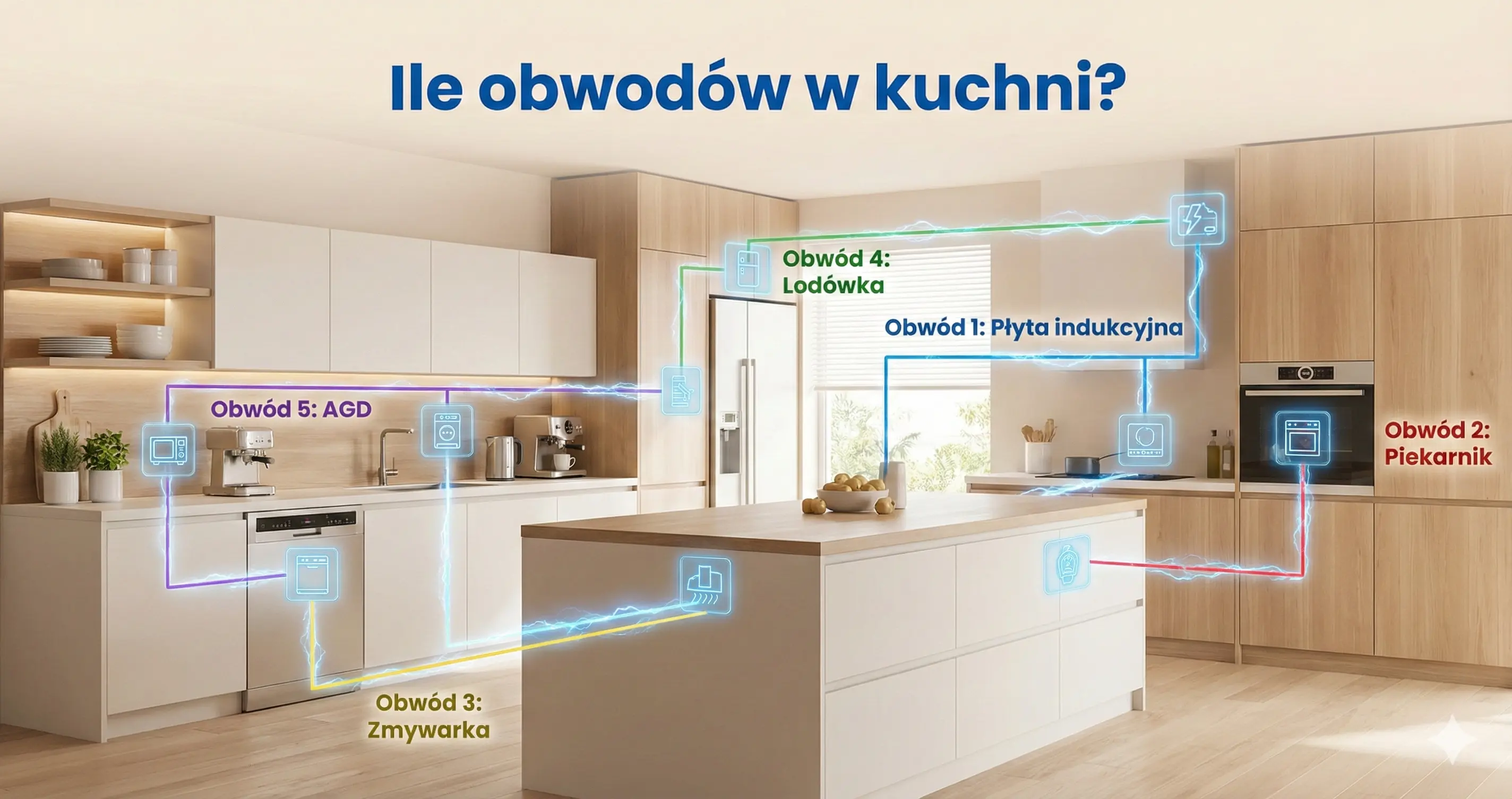 Ile obwodów w kuchni? Minimum 5-7 dedykowanych (kompletna lista)